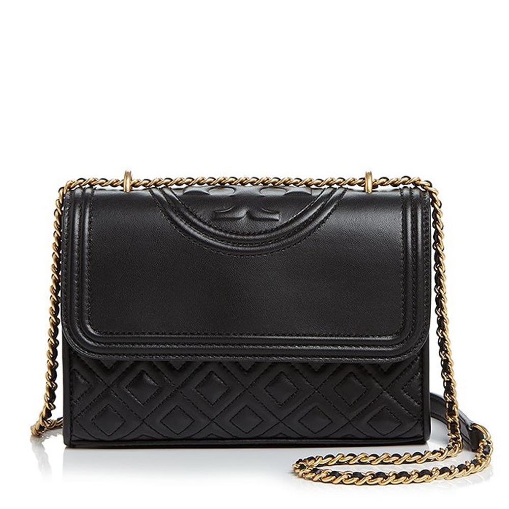 Tory Burch Fleming Shoulder Bag in BLACK/GOLD